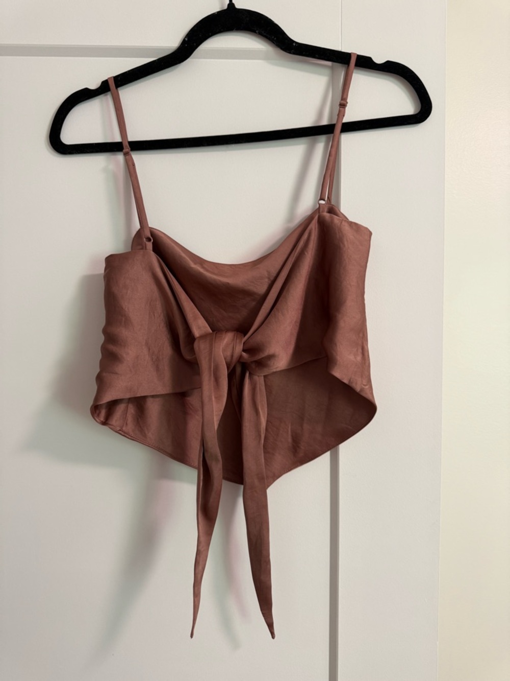 Aritzia Tie-Front Spaghetti Strap Camisole in Dusty Rose